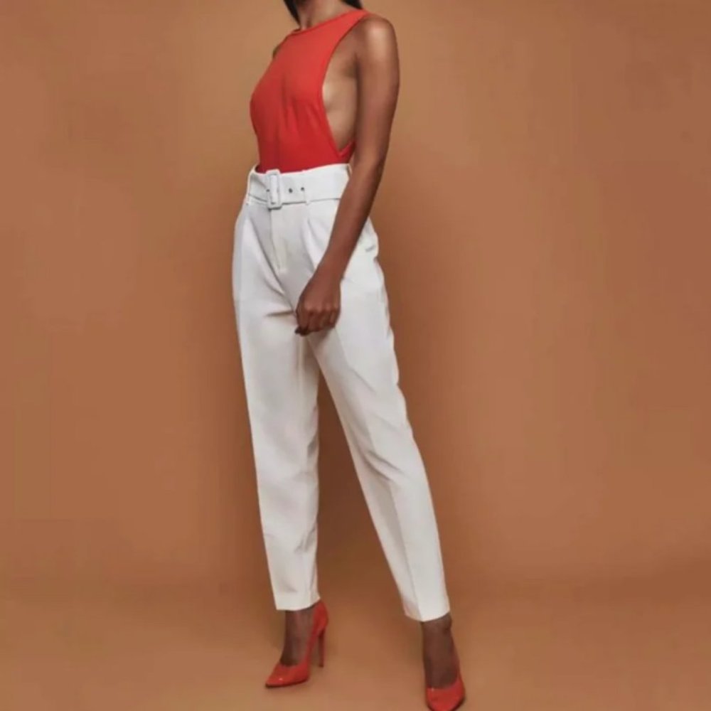 White Belted Pants